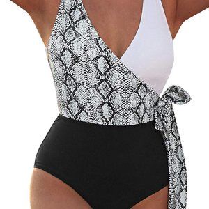 Cupshe Wrap Color Block Tie Side Bathing Suit